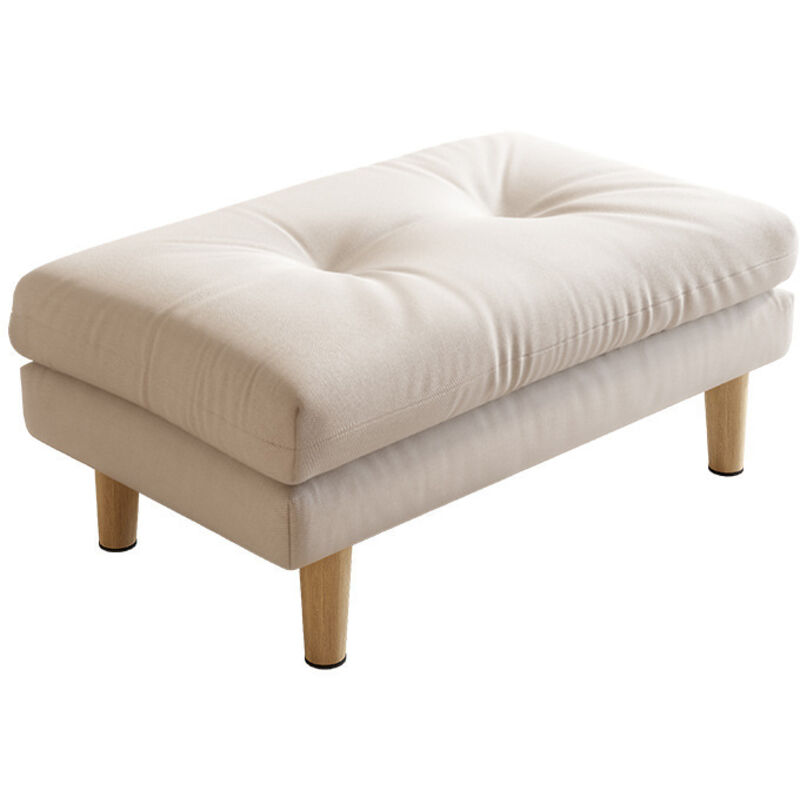 Petit Pouf, Chaise avec Siège Rembourré en Éponge, Repose-Pieds, Tabouret Bas en Bois pour Chambre à Coucher, Salon, Entrée, 45×33×28CM,Blanc