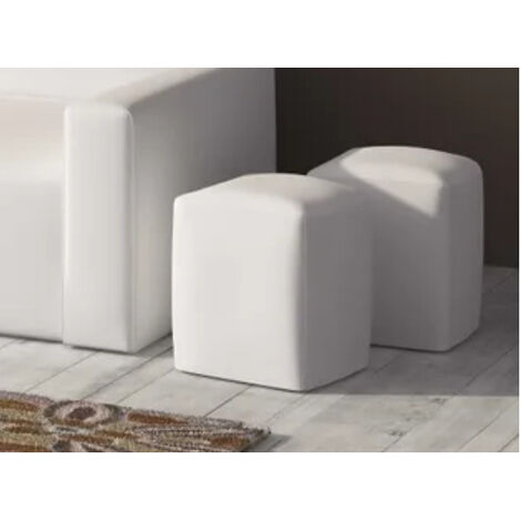 Petit pouf en tissu Espacia-Blanc