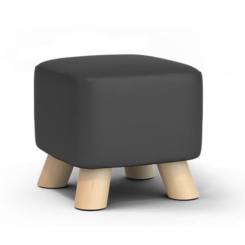 Petit Pouf , Repose-Pieds, Ottomane Carré avec Pieds en Bois Stable, Tabouret Bas, Tabouret de Canapé pour Salon, Chambre à Coucher, 28 × 21 CM Blanc