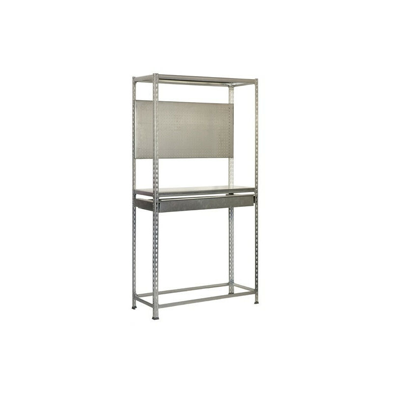 SimonRack Étagère á Pneus avec Tiroir et Panneau Perforé, Rangement 5 pneus, 2000x1200x400 mm, Métal Renforcé, Garage Atelier, Galvanisé - Simonauto