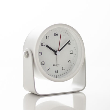 Petit réveil lumineux – Réveil silencieux en métal blanc – Table –