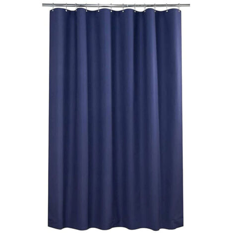 Petit Rideau de Douche d'Angle 36x72 Pouces (91x183cm) - Bleu Marine Demi-Taille - Tissu Étroit pour Décoration Salle de Bain - avec Crochets