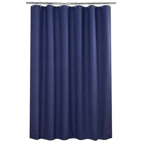 Petit Rideau de Douche d'Angle 36x72 Pouces (91x183cm) - Bleu Marine Demi-Taille - Tissu Étroit pour Décoration Salle de Bain - avec Crochets