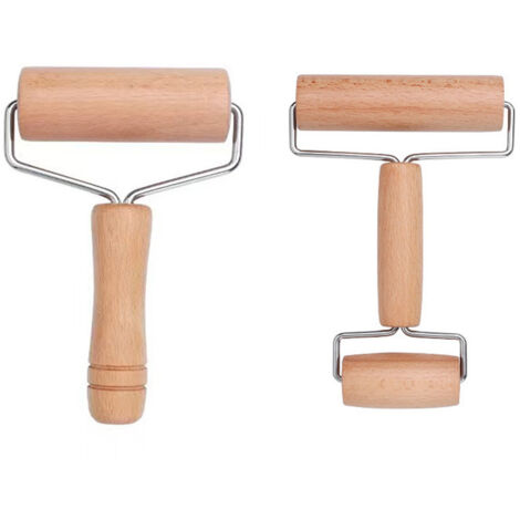 Petit rouleau à pâtisserie, rouleau à pâte en bois, rouleau à pizza en forme de 7 avec manche en bois antiadhésif pour la cuisson des pizzas, des raviolis et autres pâtisseries.