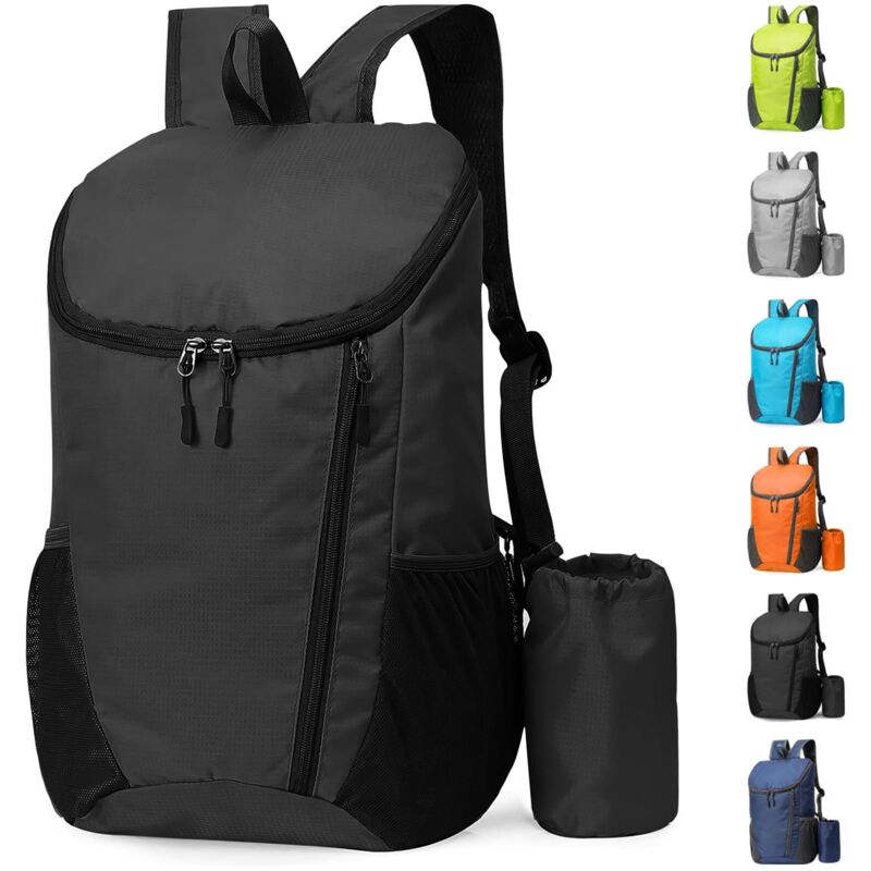 Petit sac à dos de randonnée léger et pliable, imperméable et pliable pour homme, femme, enfant, sac à dos durable pour sport,noir
