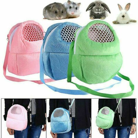 Petit sac à dos pour animaux de compagnie Lapin Cage Hamster Chinchilla Portable Voyage Chaud Mignon Sacs Cages Cochon d'Inde Pochette de Transport Sac Respirant - Bleu M