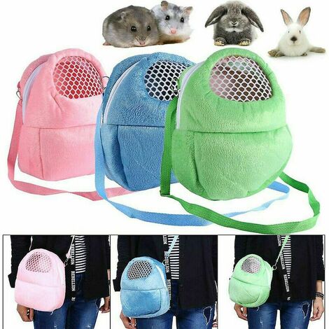 Petit sac à dos pour animaux de compagnie Lapin Cage Hamster Chinchilla Portable Voyage Chaud Mignon Sacs Cages Cochon d'Inde Pochette de Transport Sac Respirant - Bleu M