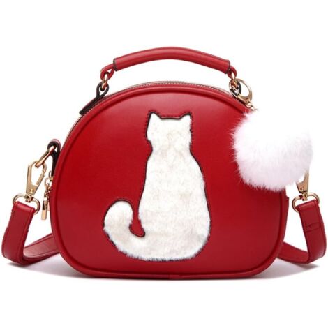 Petit sac rond portable étanche en cuir PU (rouge)