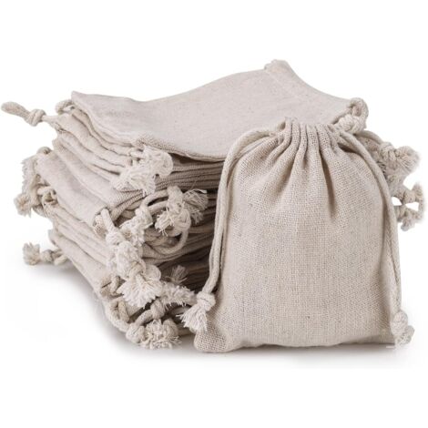 Petit Sachet Tissus en Toile, 30PCS Jute Sac à Savon en Coton et Lin, Poche à Cordon en Lin Parfumée Enveloppe Sachet pour Mariages Bijoux Noël la Fête Bricolage (8 x 10cm)