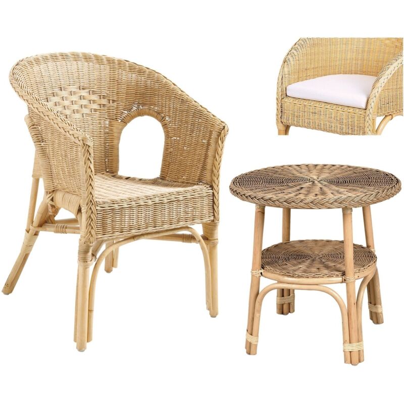 Petit salon en rotin Léa