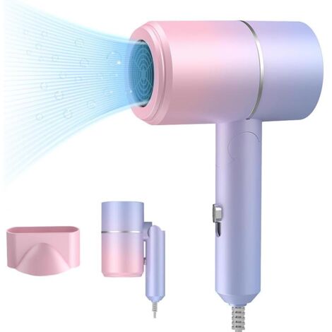 Petit sèche-cheveux pliable avec fonction air chaud et air froid, sèche-cheveux ionique
