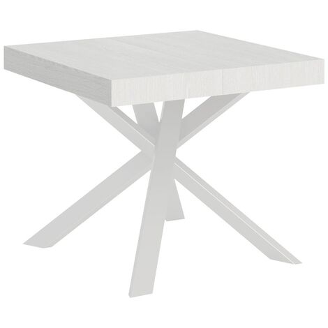 Petit table carrée extensible 90x90 à 194cm blanche Karzy
