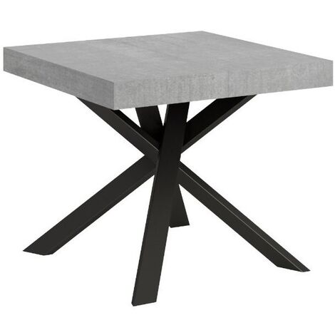 Petit table carrée extensible 90x90 à 194cm gris ciment et anthracite Karzy