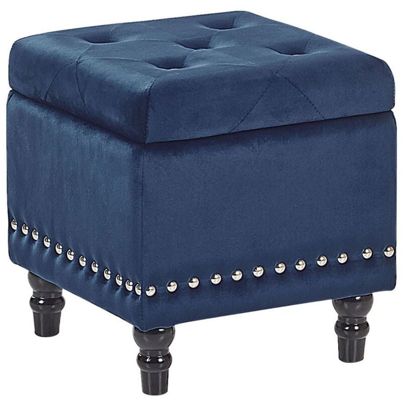 Coffre de Rangement au Style Chesterfield en Velours bleu foncé pour Intérieur Glamour Beliani