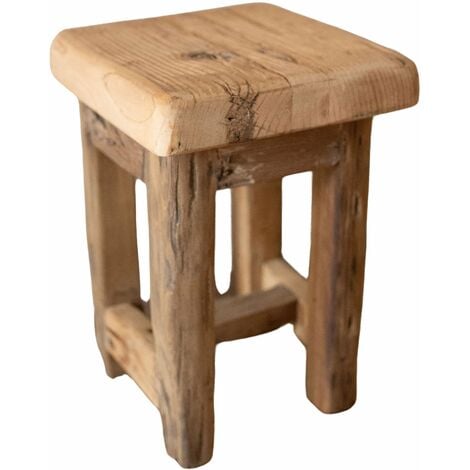 DECOCLICO FACTORY Petit tabouret en bois recyclé clair Vermont