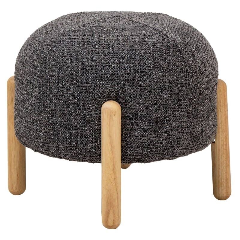 Made In Meubles - Petit tabouret en tissu bouclette gris foncé Calya