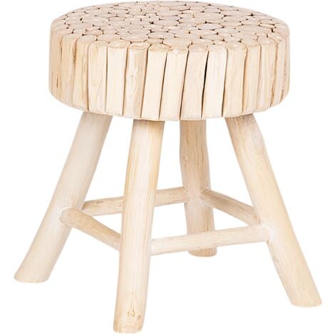 Petit tabouret tricot Lisa rose poudré