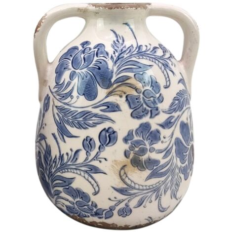 Petit vase à fleurs en céramique bleue, décoration de la maison