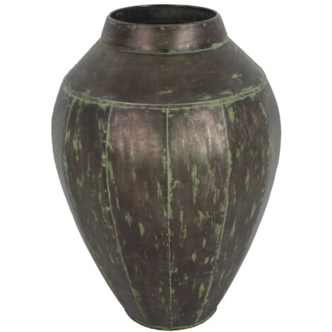 Petit vase ethnique en métal marron 41x29x29 cm
