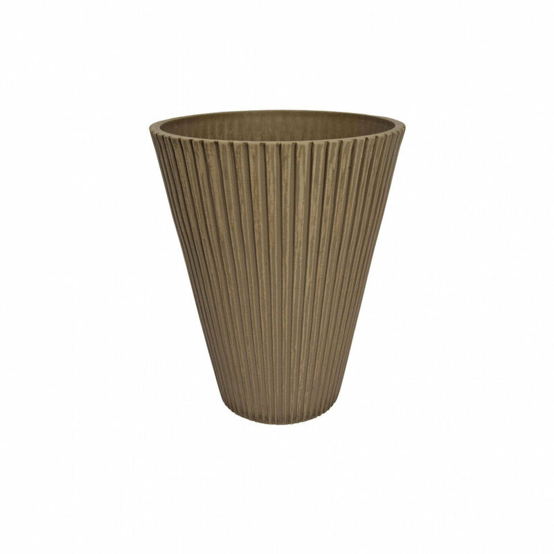 Petit vase rond en plein air en fibre d'argile jardin Ø19x22 cm erica Tan - Tan