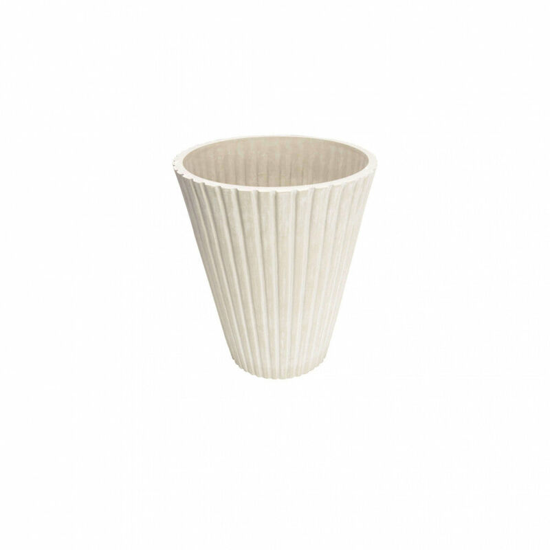 Petit vase rond en plein air en fibre d'argile jardin Ø19x22 cm erica White - White