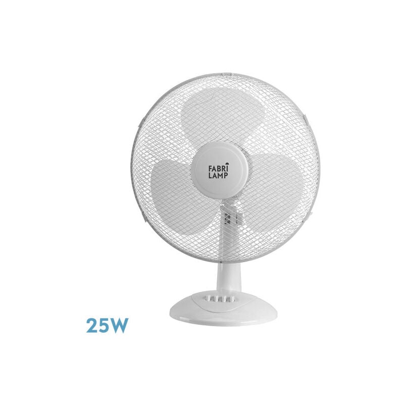 Fabrilamp - Ventilateur de table white 2vel 25w oscillant 3 pales blanc 35,5x27x17cm
