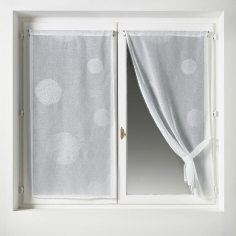 Petit Voilage Brodé fil lurex 'Ronds' Argent 60x160 cm