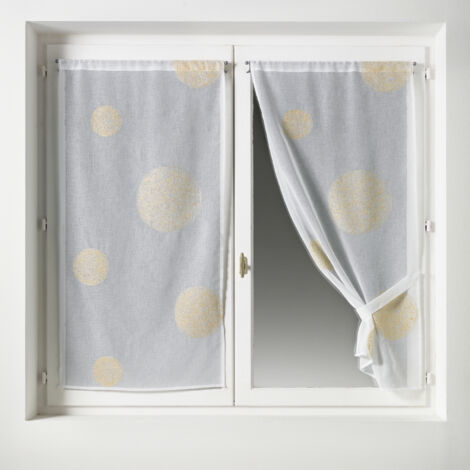 Petit Voilage Brodé fil lurex 'Ronds' Doré 60x160 cm