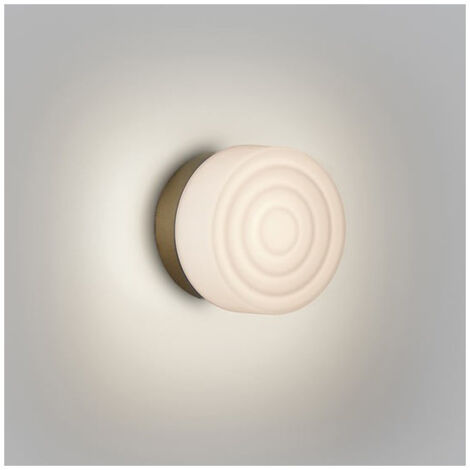 Petite Applique Led Sun Laiton Verre Blanc Opaque