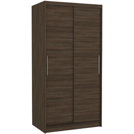 Petite armoire de chambre à coucher marron 2 portes coulissantes Kilane 100cm