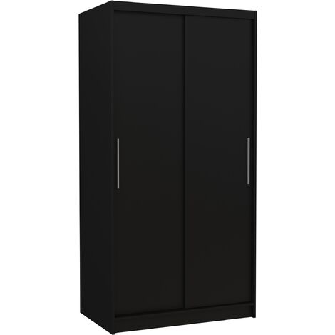 Petite armoire de chambre à coucher noir 2 portes coulissantes Kilane 100cm