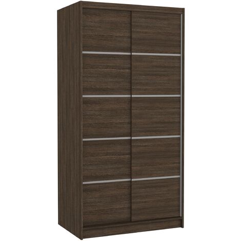 Petite armoire de chambre marron 2 portes coulissantes Rika 100cm