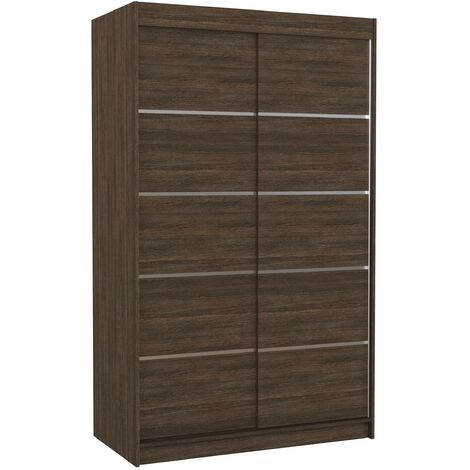 Petite armoire de chambre marron avec 2 portes coulissantes Benko 120cm