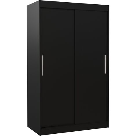 Petite armoire de chambre noir avec 2 portes coulissantes Keria 120cm