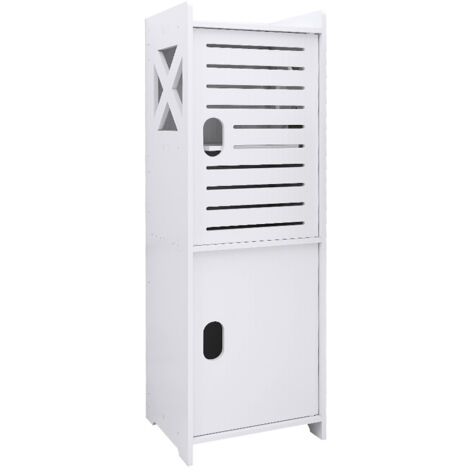Petite armoire de salle de bain, armoire de salle de bain peu encombrante, armoire de rangement en PVC blanc, pour bureau de salle de bain de cuisine,24x 20x75cm