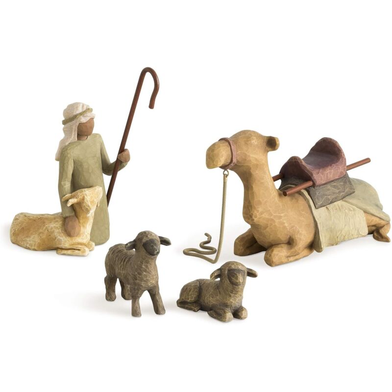 Petite Bergère, figurines de la Nativité sculptées et peintes à la main, ensemble de 3 pièces