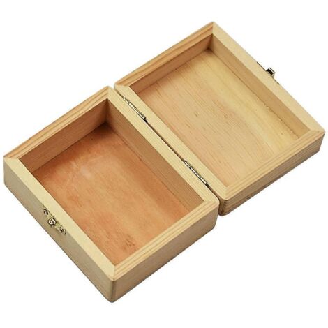 Petite boîte cadeau en bois avec couvercle à charnière et serrure, rangement rectangulaire DIY pour cure-dents, cotons-tiges, bijoux, souvenirs, organisateur de coffret.