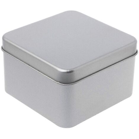 Petite boîte de rangement en métal argenté (9 x 9 cm) pour ranger argent, pièces et bonbons.