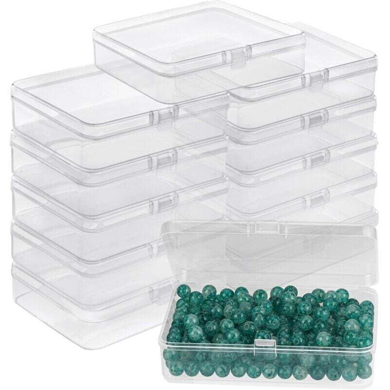 Petite Boite de Rangement Plastique Transparent avec Couvercle à Charnière (Lot de 12) - L11,2 x l8,3 x H2,8 cm - Mini Boite Rangement Plastique pour