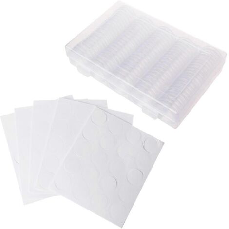Petite boîte de rangement pour pièces de monnaie, ronde, en plastique de 30 mm, avec deux anneaux blancs.