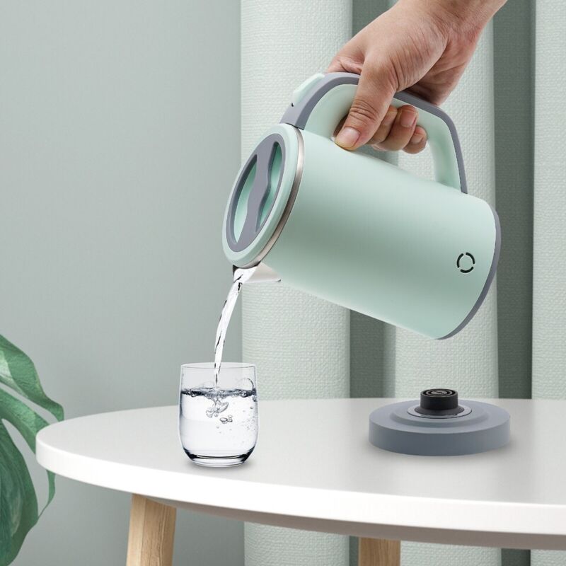 Petite bouilloire 800ML Mini théière 600Watt Bouilloire de voyage Acier inoxydable