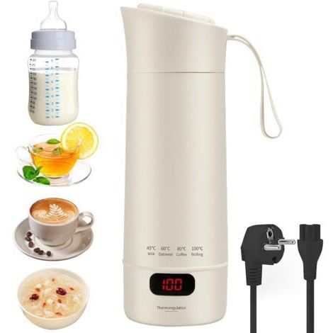 Petite Bouilloire de Voyage, 400 ml Mini Bouilloire de Voyage Portable avec 4 Réglages de Température, Écran LED, 300 W, Bouilloire à Chauffage Rapide pour Thé, Café, Lait pour Bébé