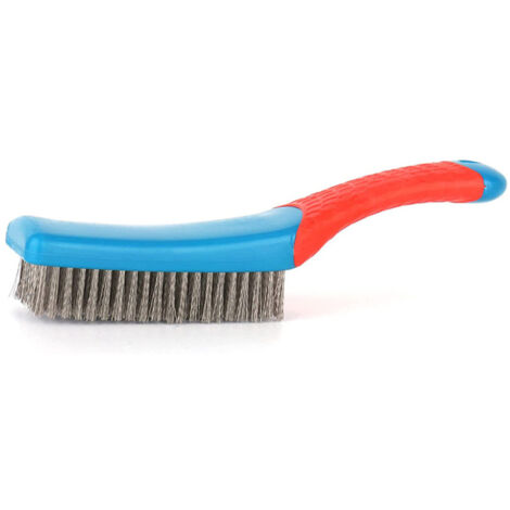 Petite brosse métallique en acier inoxydable, brosse à rayures multifonctionnelle avec manche en silicone pour le décapage de la rouille, le nettoyage de la peinture et du béton.