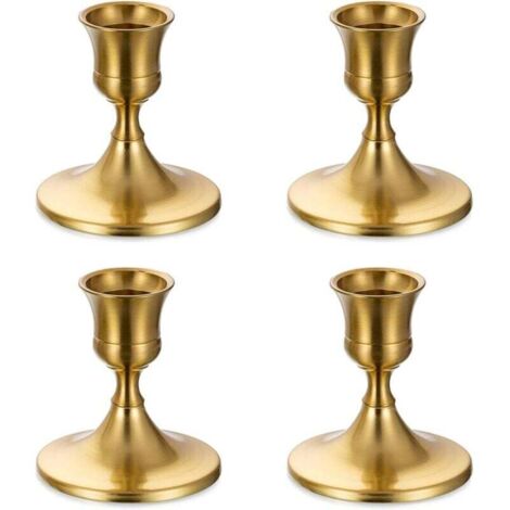 Petite Chandelier Bougeoir Doré - Lot de 4 Bougeoirs Mariage Métal Décoratifs pour Bougies Chandelles Piliers Noel Decoration Maison L’Avent Centre de Table Moderne