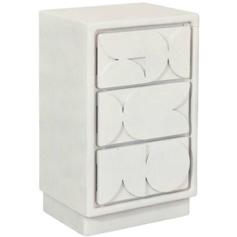 Petite commode 3 portes bois effet béton blanc Danaé