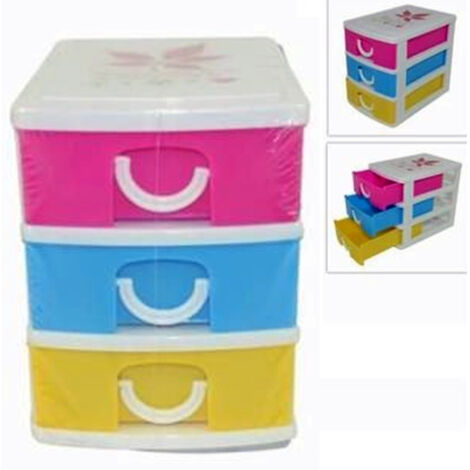 Petite Commode 3 Tiroirs 11,5x13x9cm Colorée Multi-usage Petites Pièces