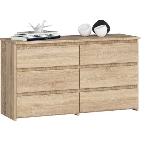 Petite Commode AKORD CL100 Chêne Sonoma 100 cm 6 tiroirs façade Chêne Sonoma 100x35x57 cm