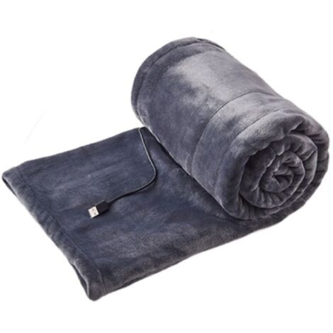 Petite couverture électrique portable basse tension 5 V USB, largeur : 180 x 80 cm (gris)