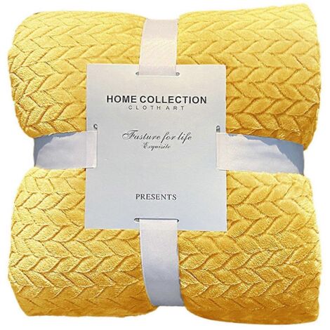 Petite couverture en velours de blé, couverture chaude, couverture en velours corail, jaune --