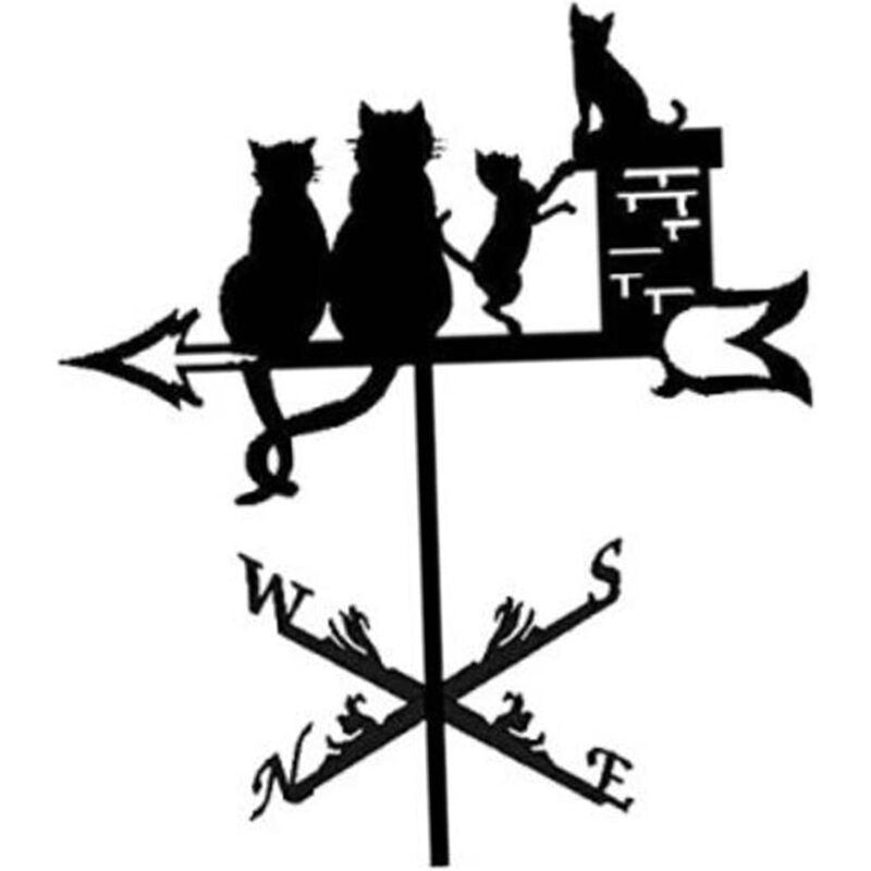 Girouette en métal, girouette de Jardin, Outil de Mesure Professionnel, Support de Toit de Jardin,Le chat